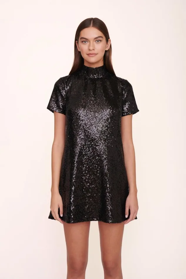 STAUD Dresses Women STAUD MINI ILANA DRESS BLACK SEQUINS STAUD Dresses Women STAUD MINI ILANA DRESS BLACK SEQUINS