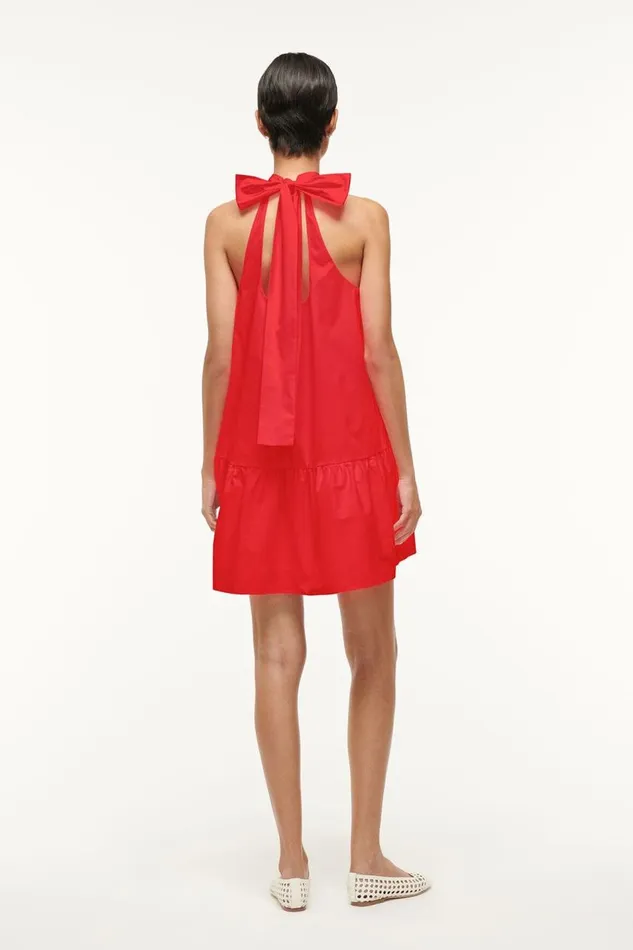 STAUD Dresses Women STAUD MINI MARLOWE DRESS RED ROSE STAUD Dresses Women STAUD MINI MARLOWE DRESS RED ROSE