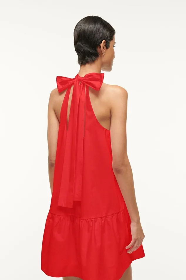 STAUD Dresses Women STAUD MINI MARLOWE DRESS RED ROSE STAUD Dresses Women STAUD MINI MARLOWE DRESS RED ROSE