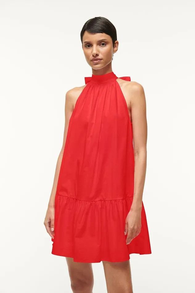 STAUD Dresses Women STAUD MINI MARLOWE DRESS RED ROSE STAUD Dresses Women STAUD MINI MARLOWE DRESS RED ROSE