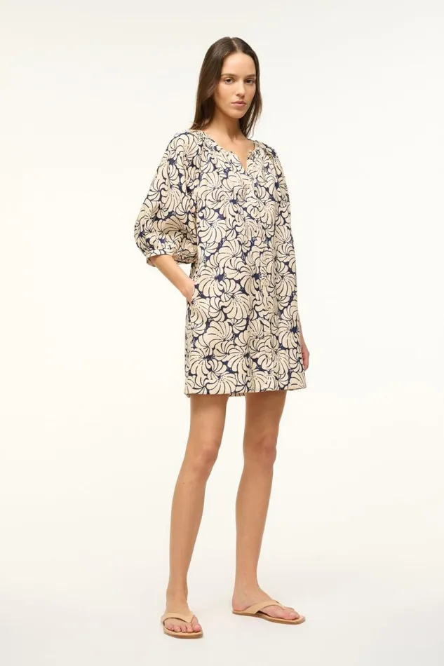 STAUD Dresses Women STAUD MINI VINCENT DRESS NAVY SCALLOP BLOCK PRINT STAUD Dresses Women STAUD MINI VINCENT DRESS NAVY SCALLOP BLOCK PRINT