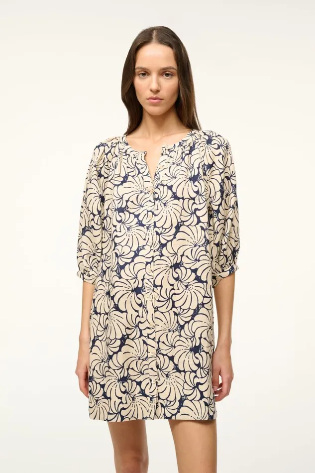 STAUD Dresses Women STAUD MINI VINCENT DRESS NAVY SCALLOP BLOCK PRINT STAUD Dresses Women STAUD MINI VINCENT DRESS NAVY SCALLOP BLOCK PRINT