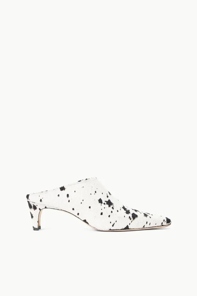 STAUD Mules and Flats Women STAUD WALLY MULE BLACK and WHITE HAIRCALF