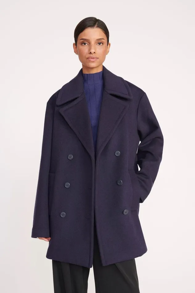 STAUD Outerwear and Jackets Women STAUD ELORA PEACOAT NAVY