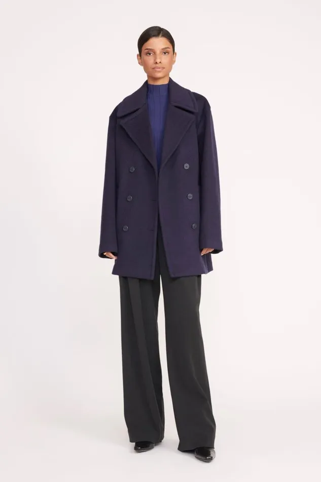 STAUD Outerwear and Jackets Women STAUD ELORA PEACOAT NAVY STAUD Outerwear and Jackets Women STAUD ELORA PEACOAT NAVY