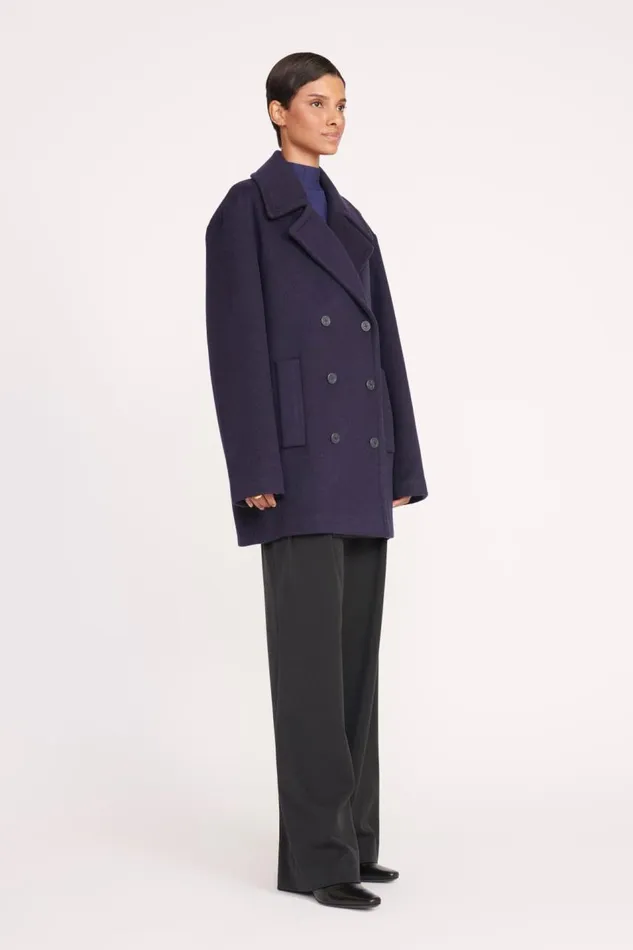 STAUD Outerwear and Jackets Women STAUD ELORA PEACOAT NAVY STAUD Outerwear and Jackets Women STAUD ELORA PEACOAT NAVY