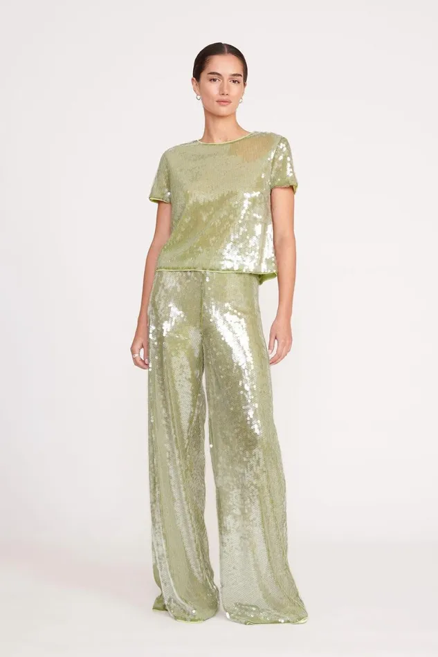 STAUD Pants and Shorts Women STAUD LUKE PANT GARDEN MOSS SEQUINS