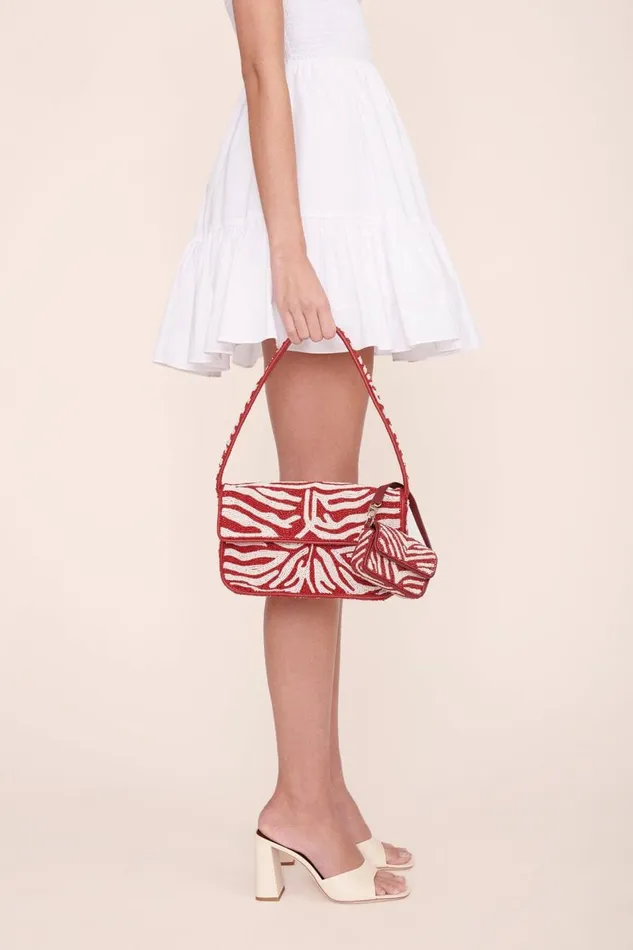 STAUD Shoulder Women TOMMY BEADED BAG SCARLET WHITE STAUD Shoulder Women TOMMY BEADED BAG SCARLET WHITE