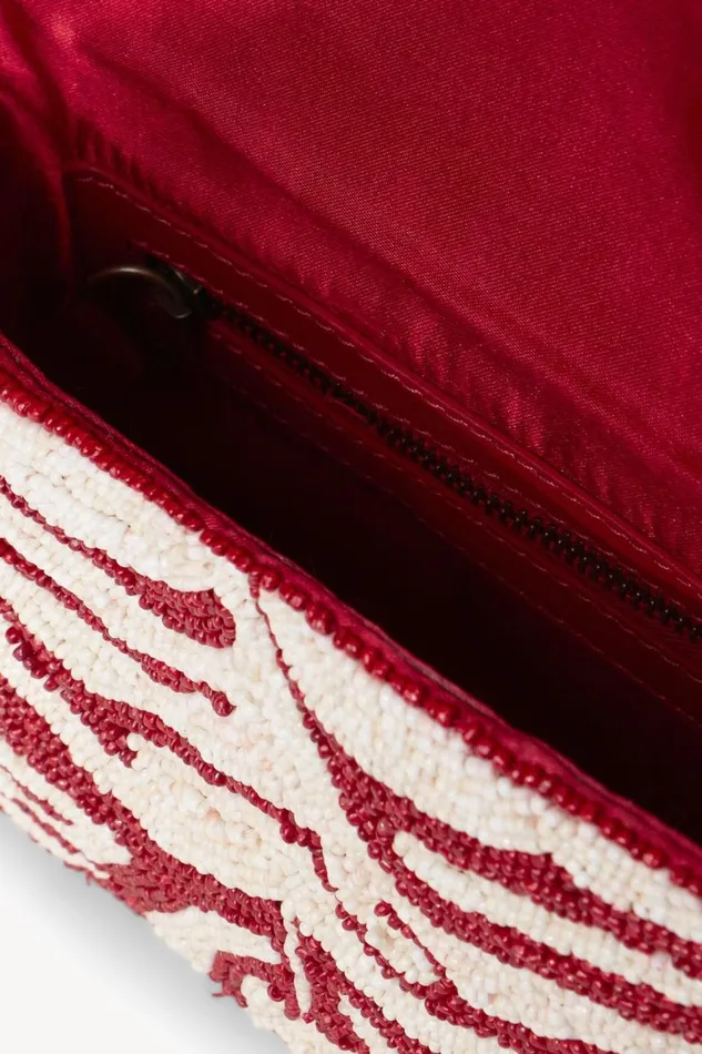 STAUD Shoulder Women TOMMY BEADED BAG SCARLET WHITE STAUD Shoulder Women TOMMY BEADED BAG SCARLET WHITE