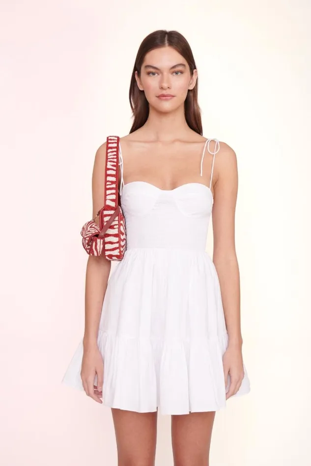 STAUD Shoulder Women TOMMY BEADED BAG SCARLET WHITE STAUD Shoulder Women TOMMY BEADED BAG SCARLET WHITE