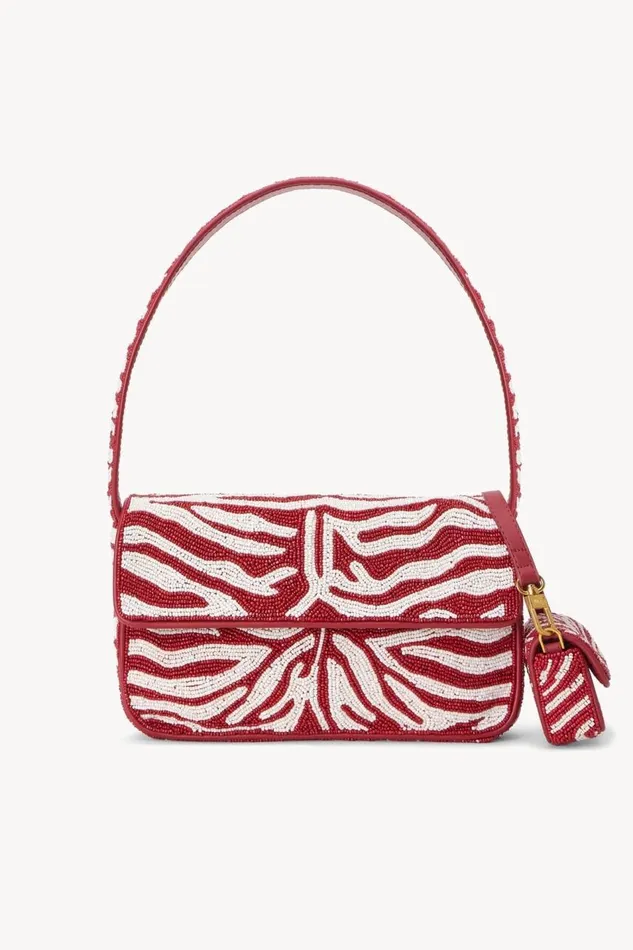 STAUD Shoulder Women TOMMY BEADED BAG SCARLET WHITE STAUD Shoulder Women TOMMY BEADED BAG SCARLET WHITE