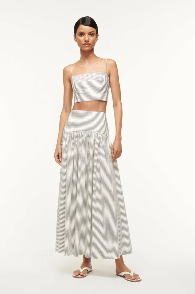 STAUD Skirts Women STAUD PROCIDA SKIRT IVORY MICRO STRIPE