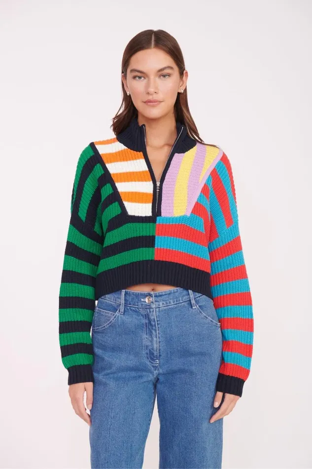 STAUD Sweaters Women STAUD CROPPED HAMPTON SWEATER CABANA STRIPE MULTI