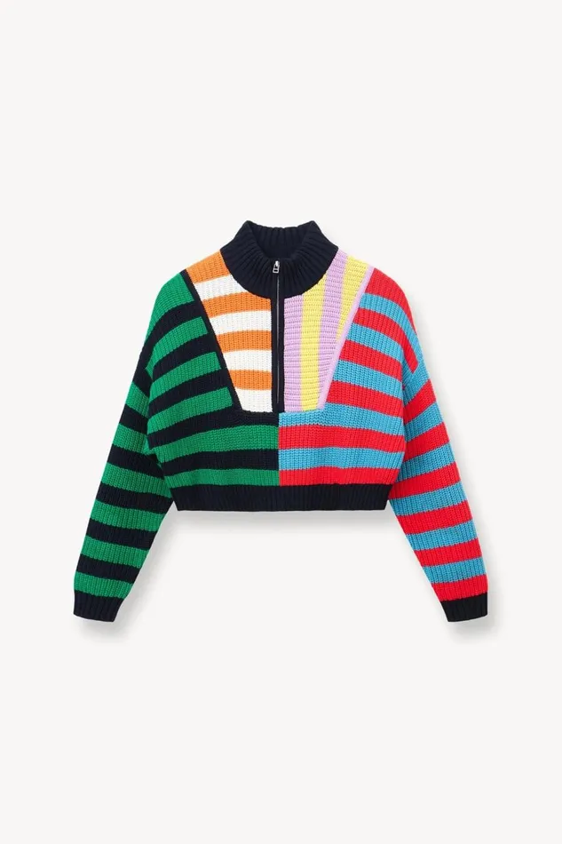 STAUD Sweaters Women STAUD CROPPED HAMPTON SWEATER CABANA STRIPE MULTI STAUD Sweaters Women STAUD CROPPED HAMPTON SWEATER CABANA STRIPE MULTI