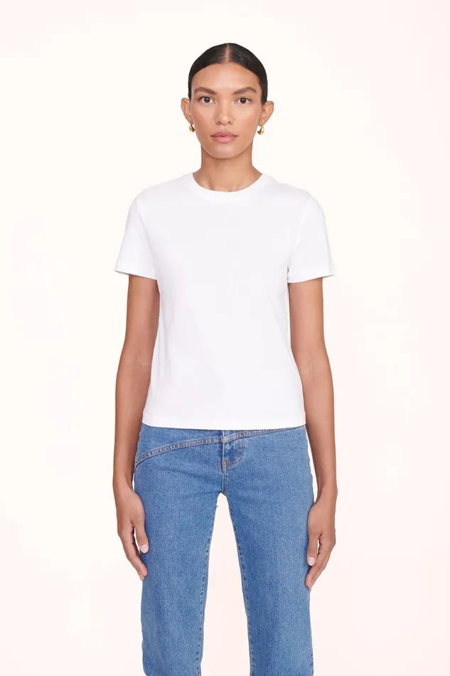 STAUD Tops Women CREW NECK T SHIRT WHITE