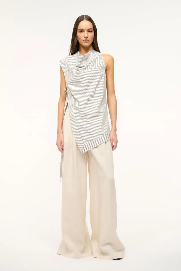 STAUD Tops Women STAUD SAWYER TOP IVORY MICRO STRIPE