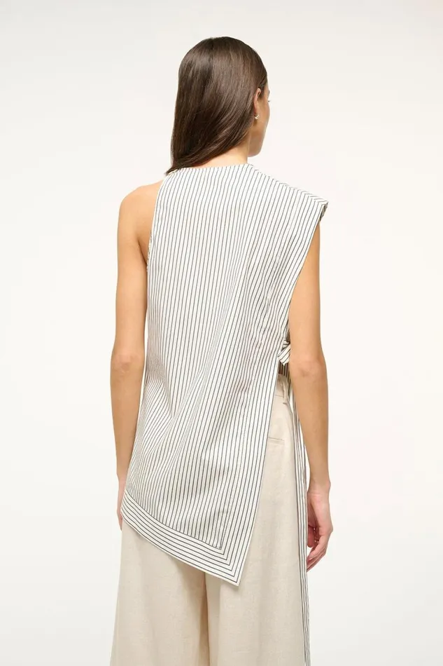 STAUD Tops Women STAUD SAWYER TOP IVORY MICRO STRIPE STAUD Tops Women STAUD SAWYER TOP IVORY MICRO STRIPE