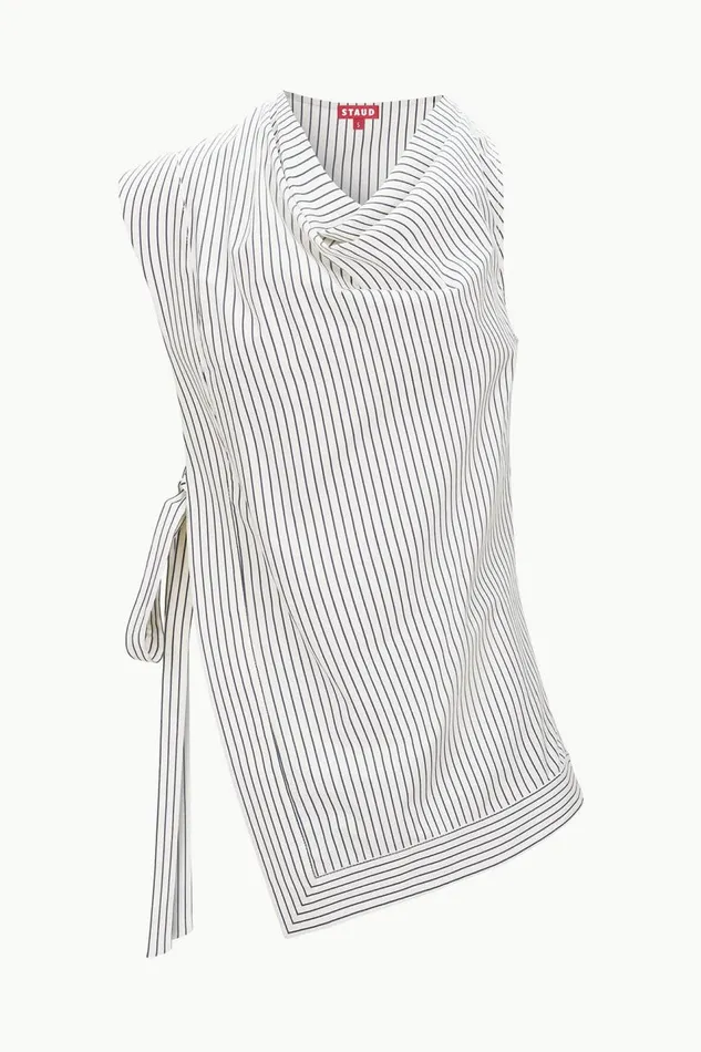 STAUD Tops Women STAUD SAWYER TOP IVORY MICRO STRIPE STAUD Tops Women STAUD SAWYER TOP IVORY MICRO STRIPE