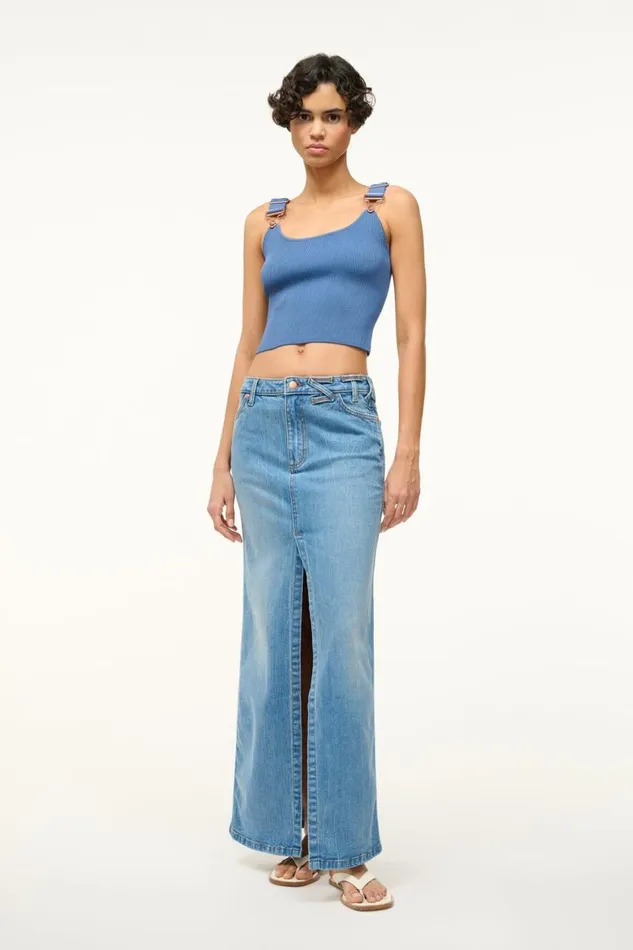 STAUD Tops Women STAUD WRANGLER THE OVERALL RIB TANK DENIM BLUE STAUD Tops Women STAUD WRANGLER THE OVERALL RIB TANK DENIM BLUE