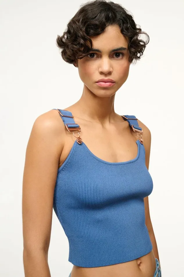 STAUD Tops Women STAUD WRANGLER THE OVERALL RIB TANK DENIM BLUE STAUD Tops Women STAUD WRANGLER THE OVERALL RIB TANK DENIM BLUE