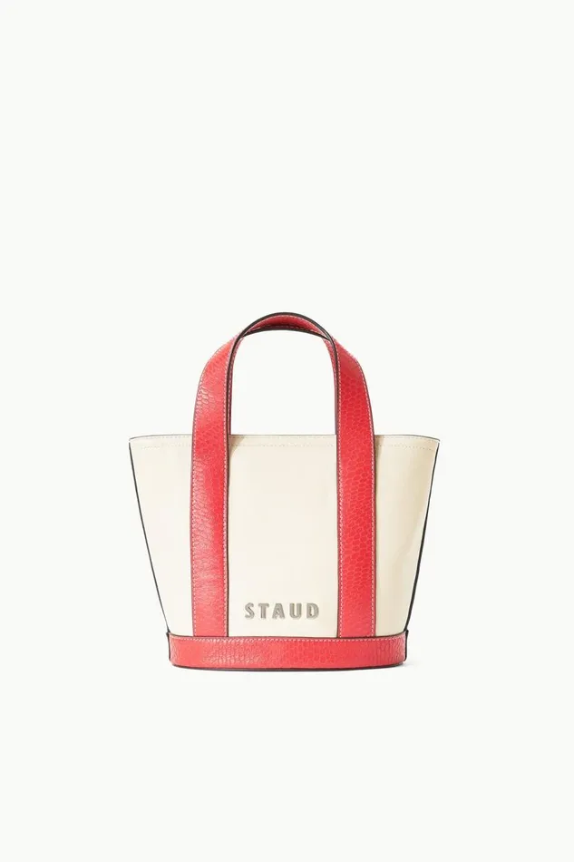 STAUD Totes Women STAUD ALLORA MINI TOTE CREAM RED ROSE STAUD Totes Women STAUD ALLORA MINI TOTE CREAM RED ROSE