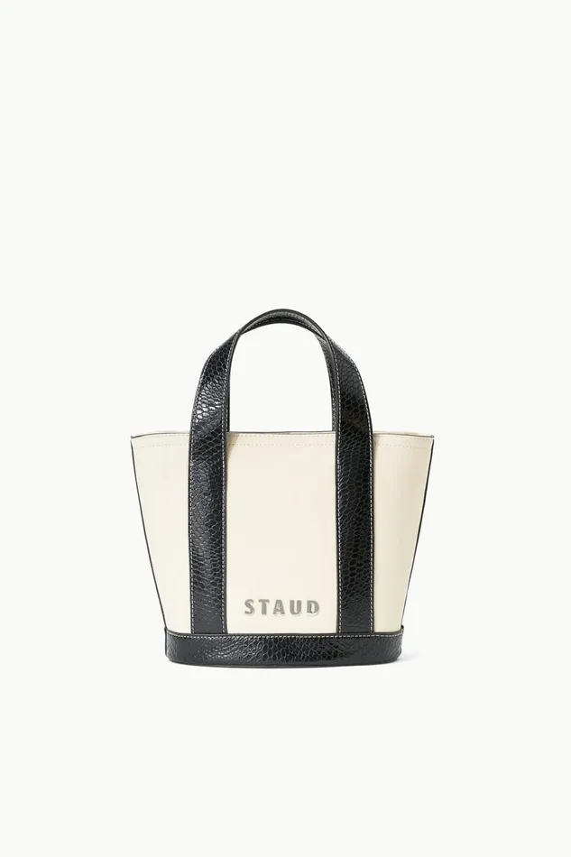 STAUD Totes Women STAUD CUSTOM MONOGRAM ALLORA MINI TOTE CREAM BLACK STAUD Totes Women STAUD CUSTOM MONOGRAM ALLORA MINI TOTE CREAM BLACK