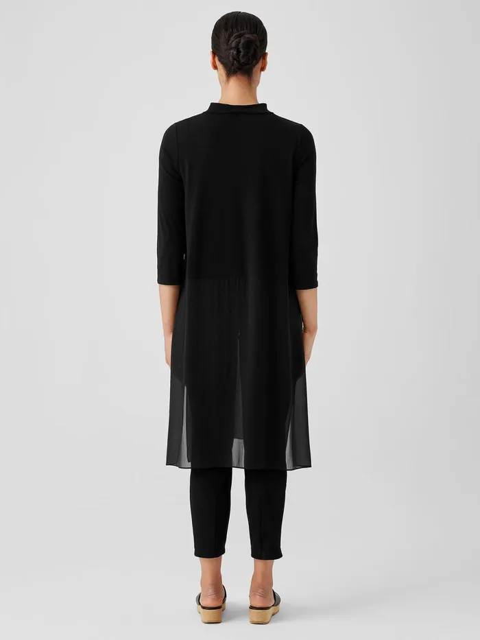 Stretch Silk Jersey Mock Neck Top Black Women Eileen Fisher Tops and Tees