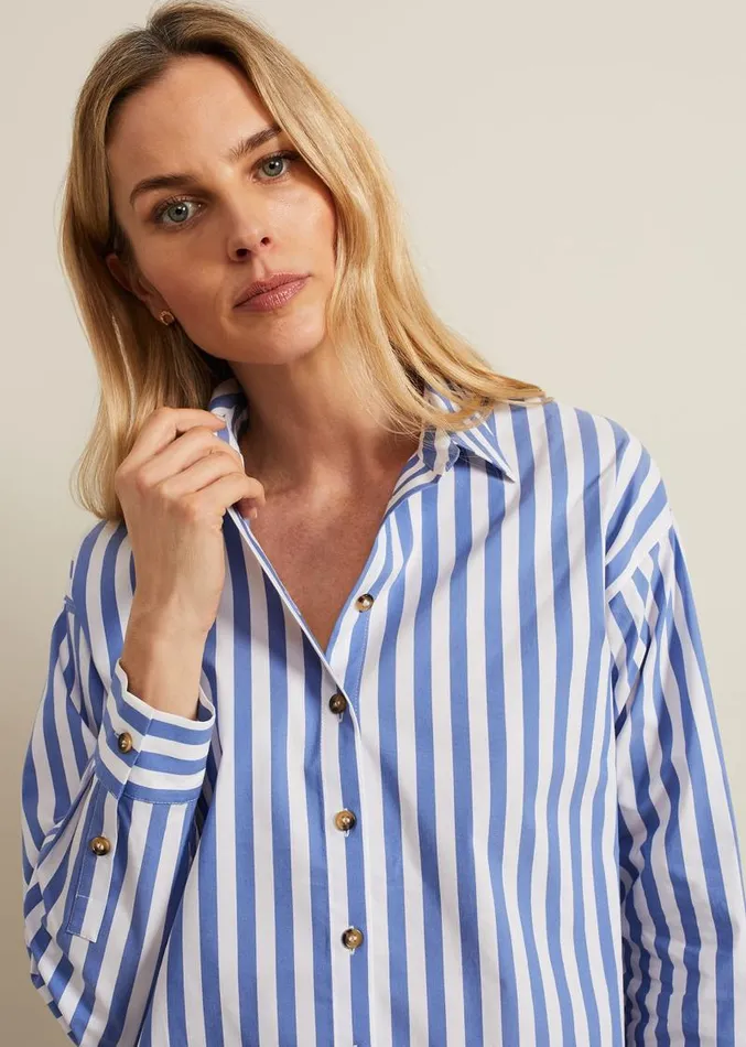 Stripe Shirt Blue Women Phase Eight Shirts and Blouses