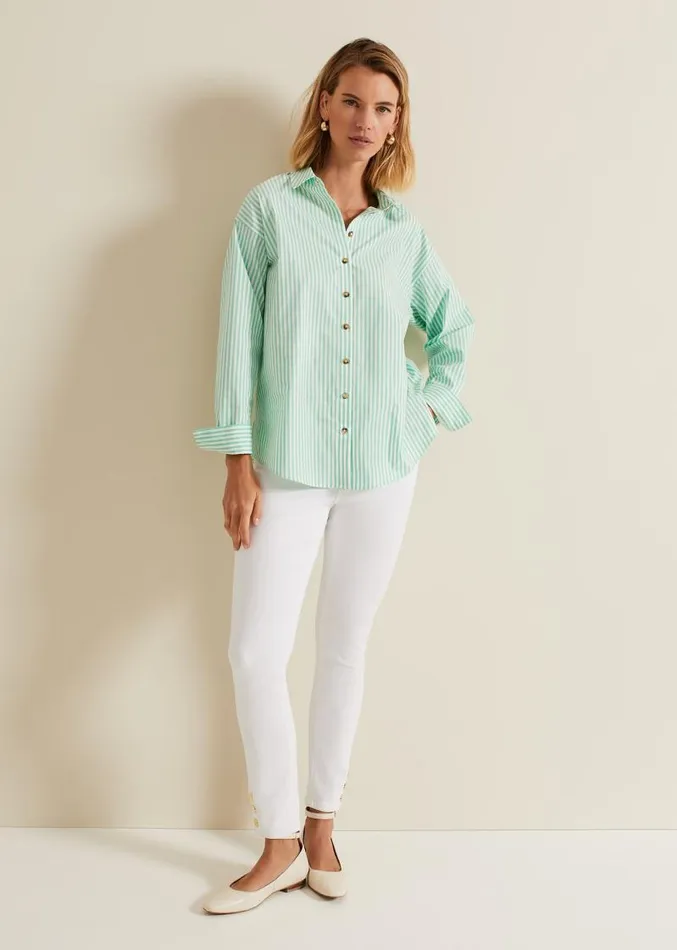 Stripe Shirt Greenivory Women Phase Eight Shirts and Blouses
