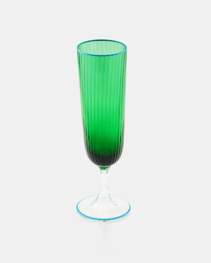 Striped Flute Glass Green Women Aquazzura Glassware