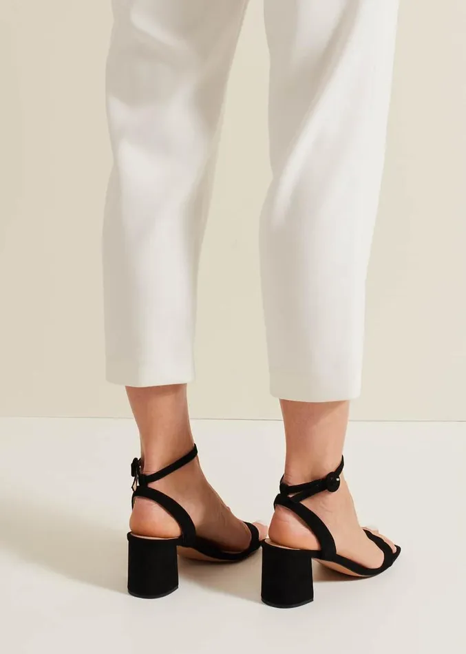 Suede Scallop Block Heel Black Women Phase Eight Occasion Shoes