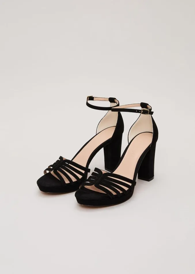 Suede Strappy Platform Shoe Black Women Phase Eight Occasion Shoes