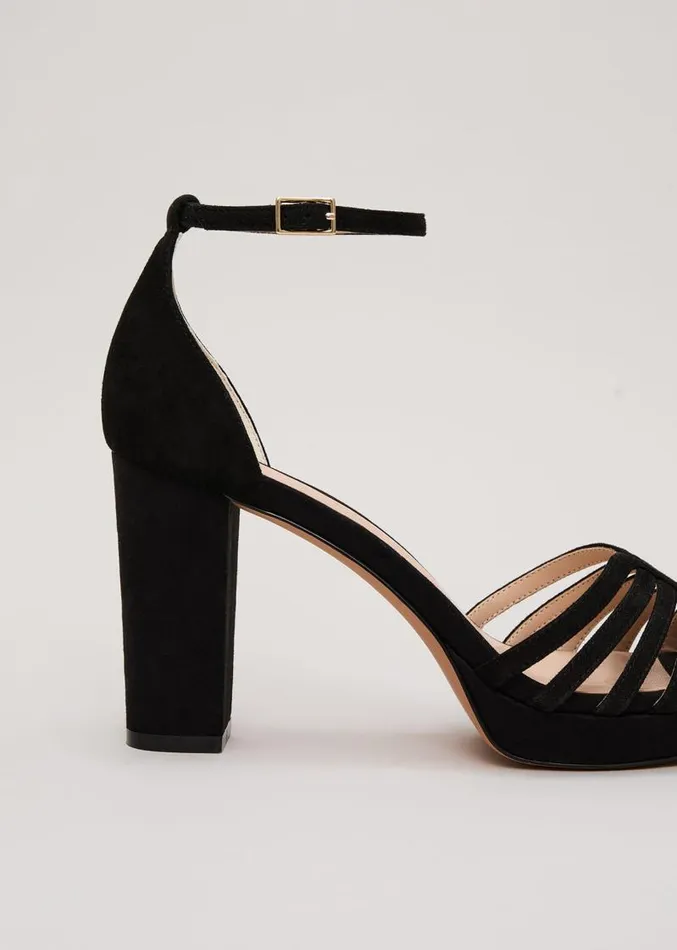 Suede Strappy Platform Shoe Black Women Phase Eight Occasion Shoes