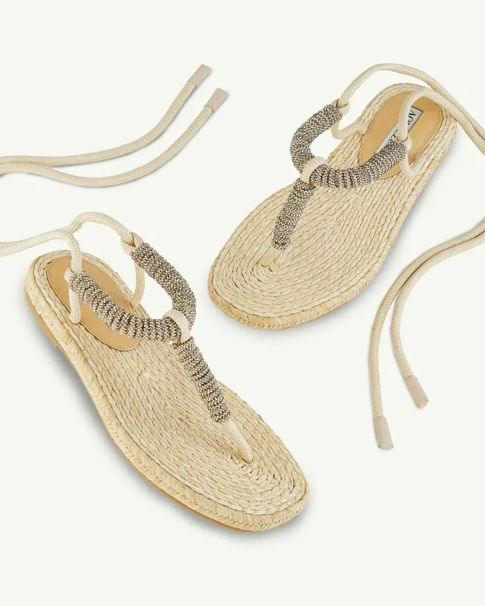 Sunkissed Espadrille Flat Beige Women Aquazzura Flats Sunkissed Espadrille Flat Beige Women Aquazzura Flats