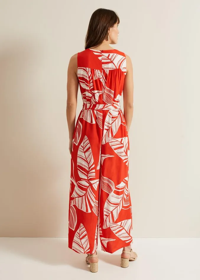 Suzie Leaf Jumpsuit Red Women Phase Eight Dresses