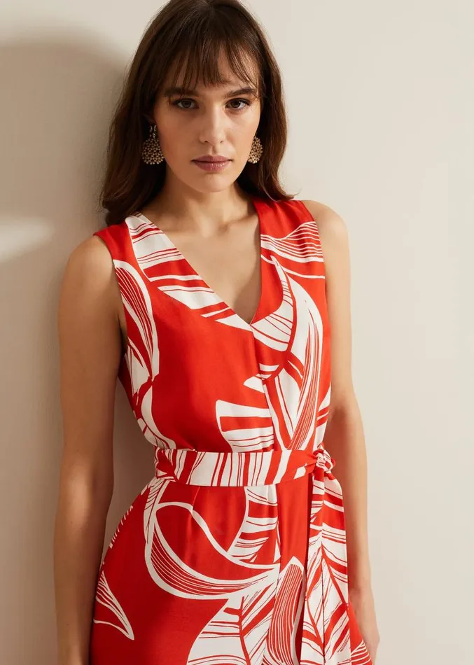 Suzie Leaf Jumpsuit Red Women Phase Eight Dresses