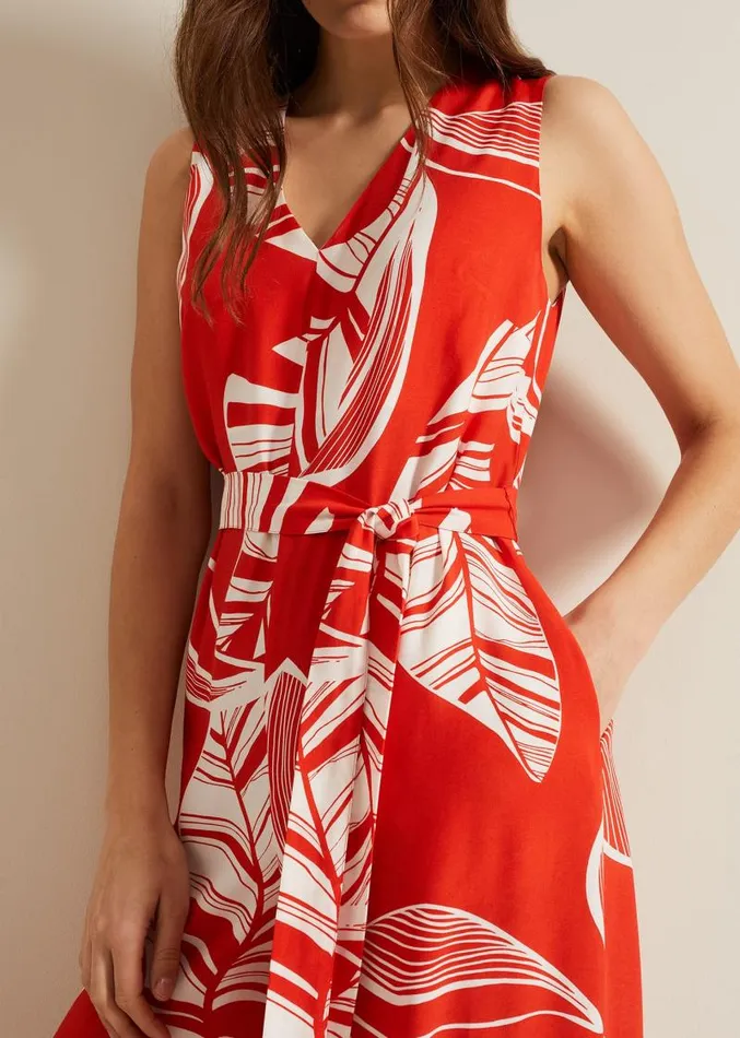 Suzie Leaf Jumpsuit Red Women Phase Eight Dresses