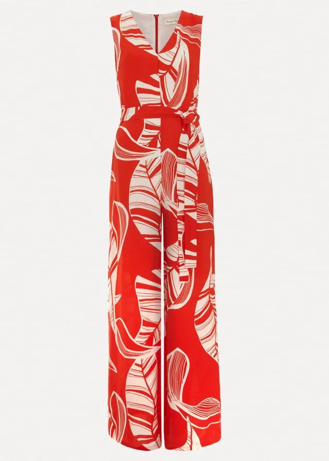 Suzie Leaf Jumpsuit Red Women Phase Eight Dresses