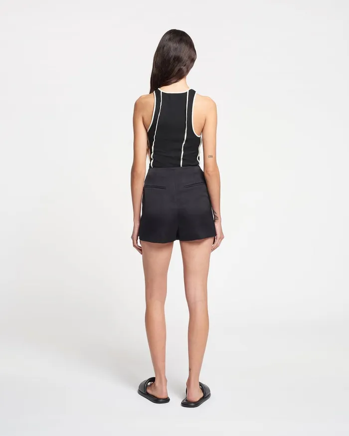 Svana TechSatin Wrap Mini Skort Black Women Nanushka Bottoms