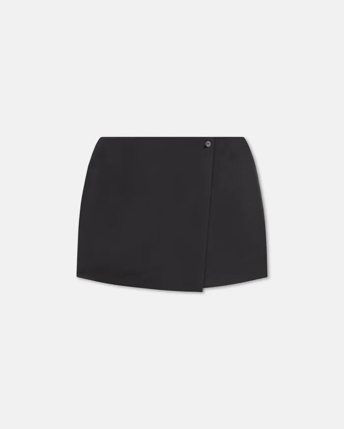 Svana TechSatin Wrap Mini Skort Black Women Nanushka Bottoms