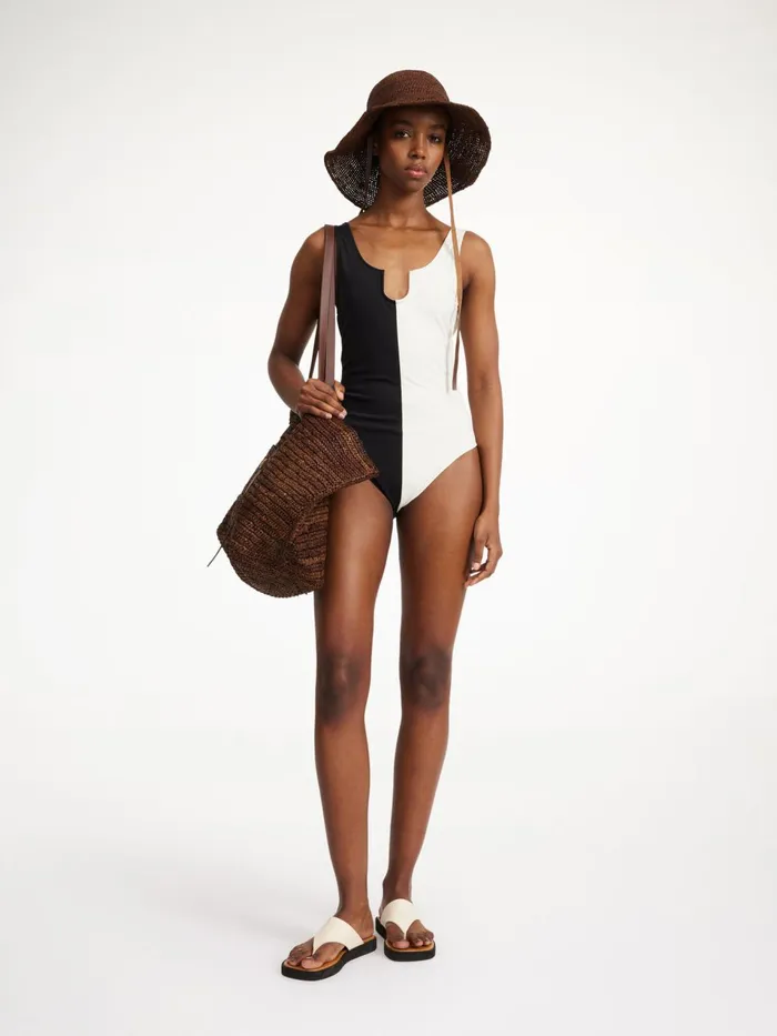 Swimwear Women By Malene Birger Bonday Swimsuit Block Stripe Black White