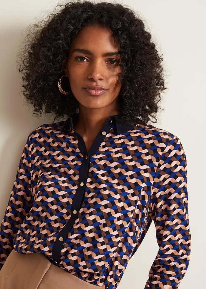 Talia Geo Print Shirt Multicoloured Women Phase Eight Shirts and Blouses