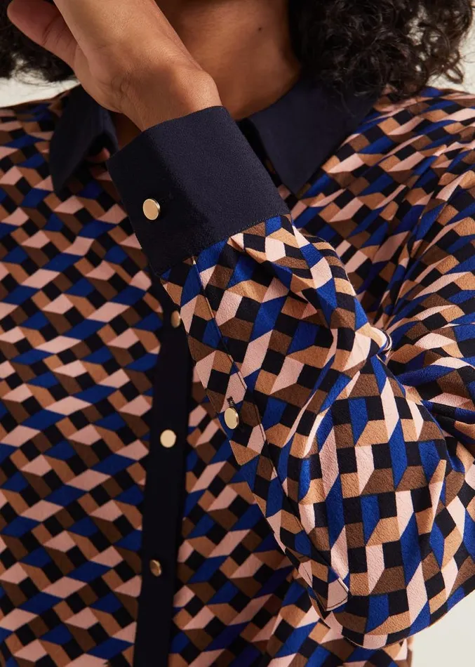 Talia Geo Print Shirt Multicoloured Women Phase Eight Shirts and Blouses