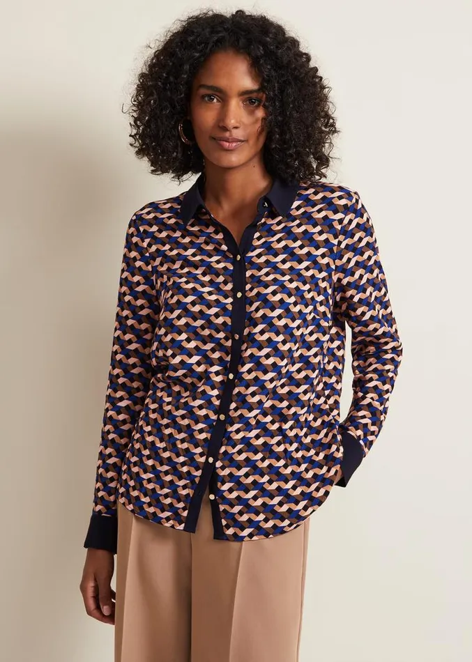 Talia Geo Print Shirt Multicoloured Women Phase Eight Shirts and Blouses