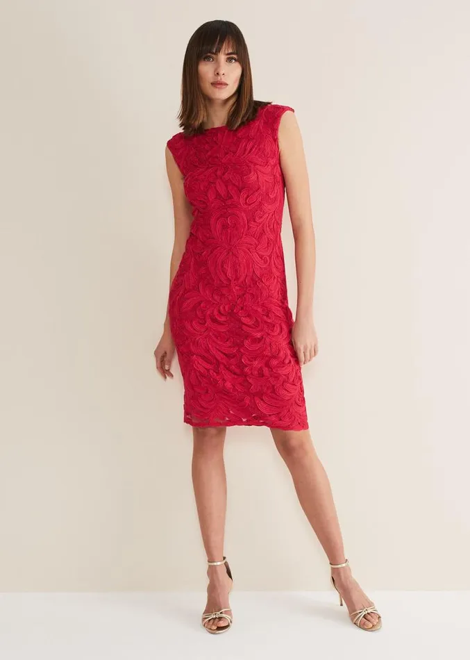 Tania Tapework Mini Dress Raspberry Women Phase Eight Dresses