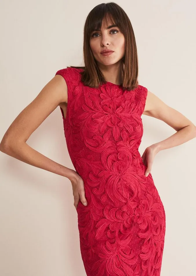 Tania Tapework Mini Dress Raspberry Women Phase Eight Dresses