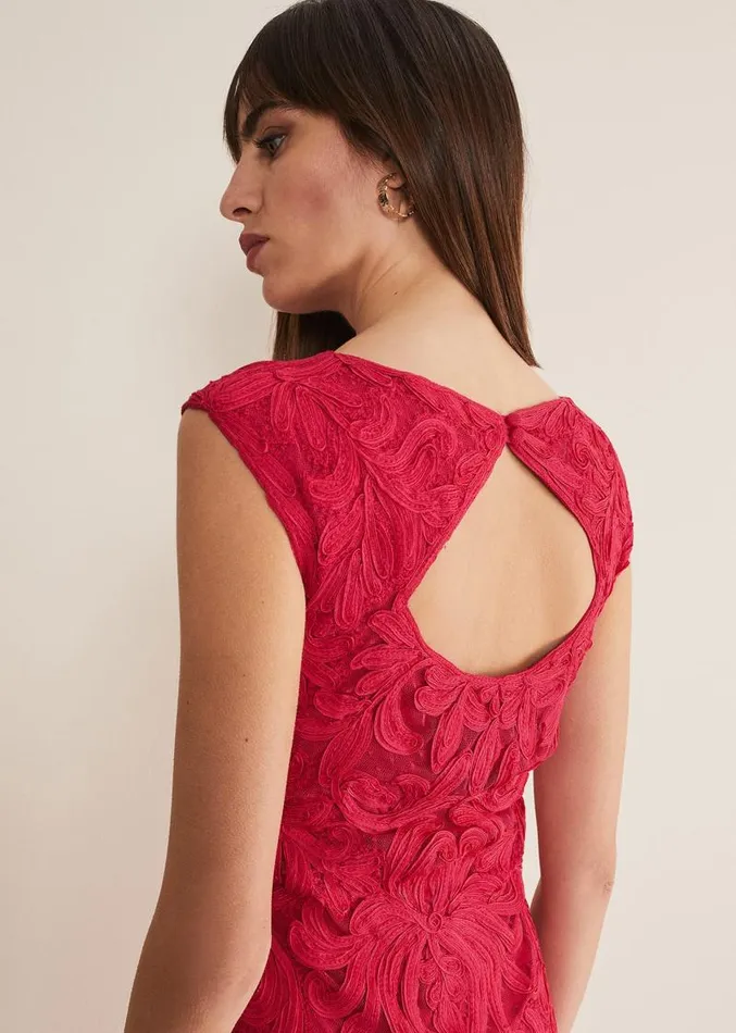 Tania Tapework Mini Dress Raspberry Women Phase Eight Dresses