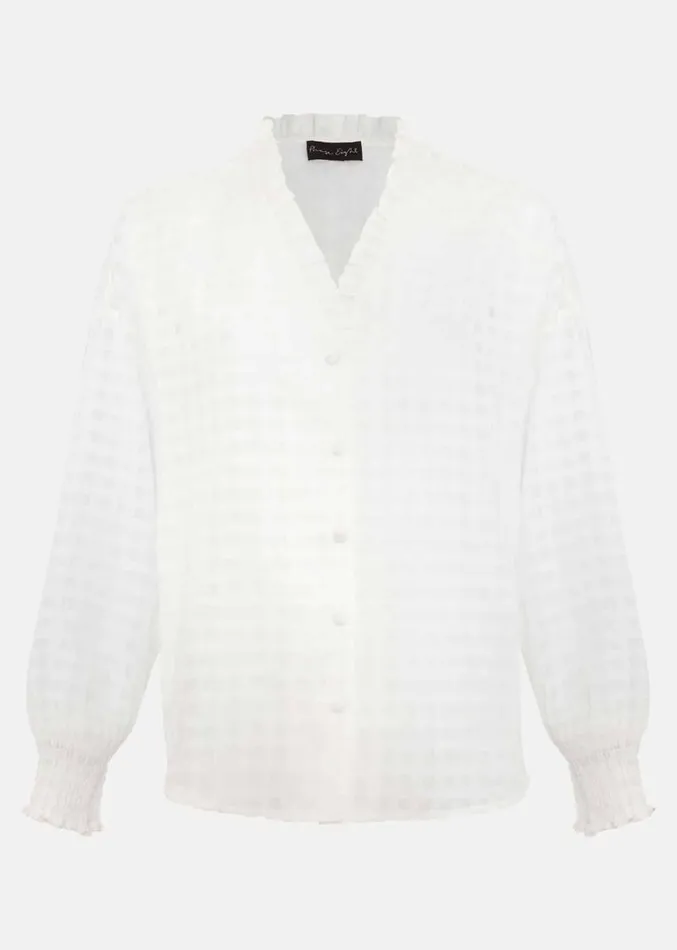 Tara Textured Frill Blouse White Women Phase Eight Shirts and Blouses