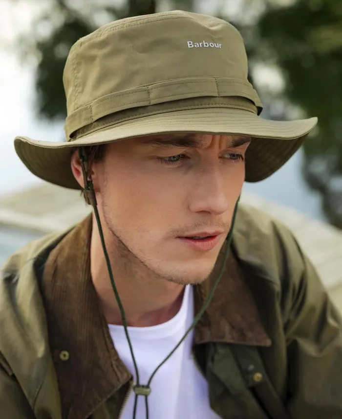Teesdale Showerproof Bucket Hat Army Green Men Barbour Hats