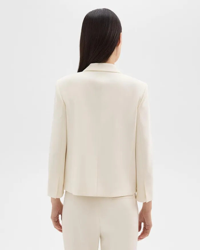 Theory Blazers Jackets Boxy Patch Pocket Blazer In Admiral Crepe Rice 8211 Women